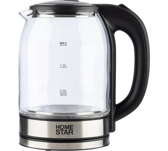 Чайник Homestar HS-1042 1.8 л стекло, пластик черный 105222