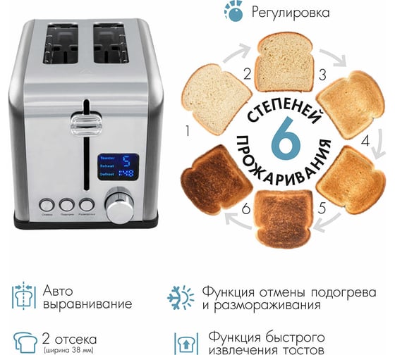 Электрический тостер Endever Skyline ST-143, мощность 900 Вт 90282
