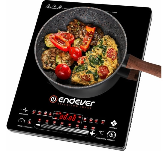 Электрическая плитка Endever индукционного типа Skyline IP-60, черный, мощность 2000 Вт, 8 авто программ 90345