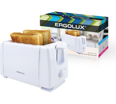 Электрический тостер Ergolux ELX-ET01-C01 NEW белый, 220-240 В, 700 Вт 14721