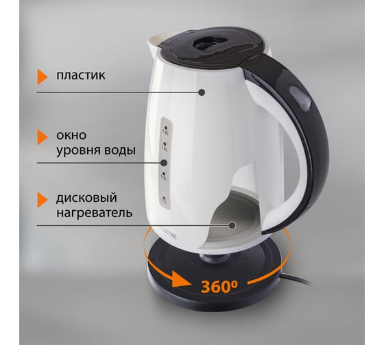 Электрический чайник TDM ELECTRIC Астерия, пластик, окно уровня воды, 1.8 л, 1800 Вт, белый SQ4001-0012