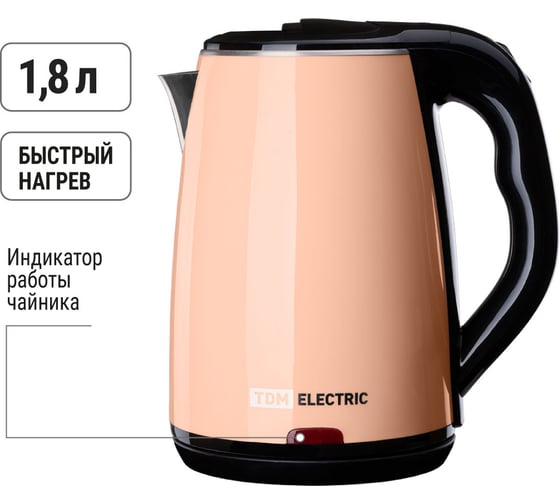 Электрический чайник TDM ELECTRIC Ника, нержавеющая сталь / пластик, 1.8 л, 1800 Вт, кремовый SQ4001-0009