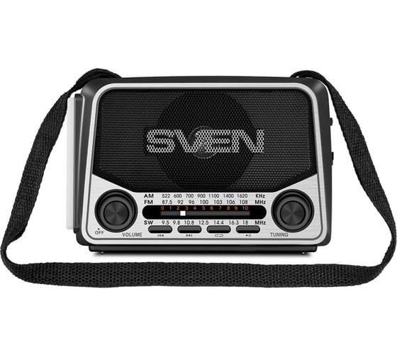 Радиоприёмник SVEN АС SRP-525 серый, 3 Вт, FM/AM/SW, USB, microSD, фонарь, встроенный аккумулятор SV-017156