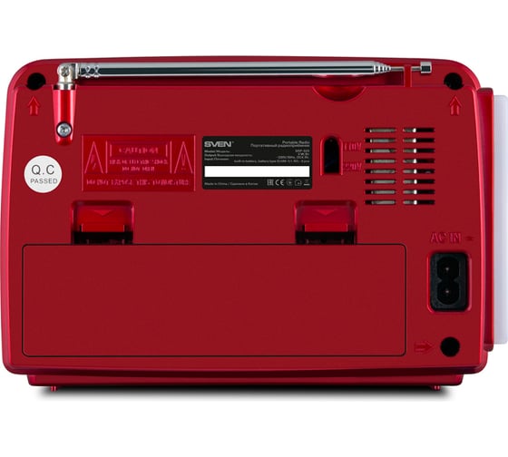 Радиоприёмник SVEN АС SRP-525 красный, 3 Вт, FM/AM/SW, USB, microSD, фонарь, встроенный аккумулятор SV-017163