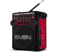 Радиоприёмник SVEN АС SRP-355 красный, 3 Вт, FM/AM/SW, USB, SD/microSD, фонарь, встроенный аккумулятор SV-017132