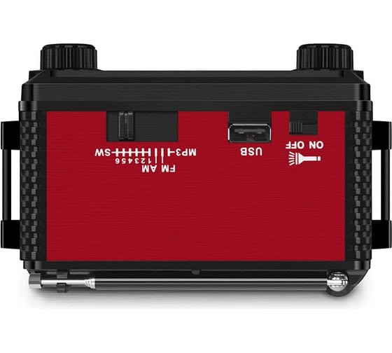 Радиоприёмник SVEN АС SRP-355 красный, 3 Вт, FM/AM/SW, USB, SD/microSD, фонарь, встроенный аккумулятор SV-017132