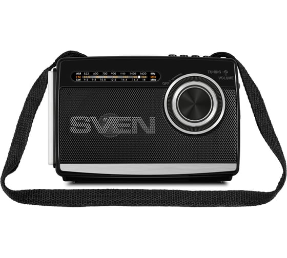 Радиоприёмник SVEN АС SRP-535 черный, 3 Вт, FM/AM/SW, USB, microSD, фонарь, встроенный аккумулятор SV-017187
