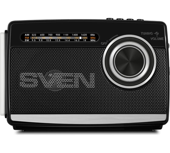 Радиоприёмник SVEN АС SRP-535 черный, 3 Вт, FM/AM/SW, USB, microSD, фонарь, встроенный аккумулятор SV-017187