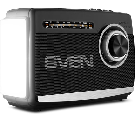 Радиоприёмник SVEN АС SRP-535 черный, 3 Вт, FM/AM/SW, USB, microSD, фонарь, встроенный аккумулятор SV-017187