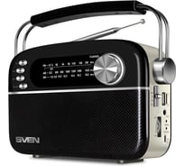 Радиоприёмник SVEN АС SRP-505 черный, 3 Вт, Bluetooth, FM/AM/SW, USB, microSD, AUX, встроенный аккумулятор SV-020446 26084045