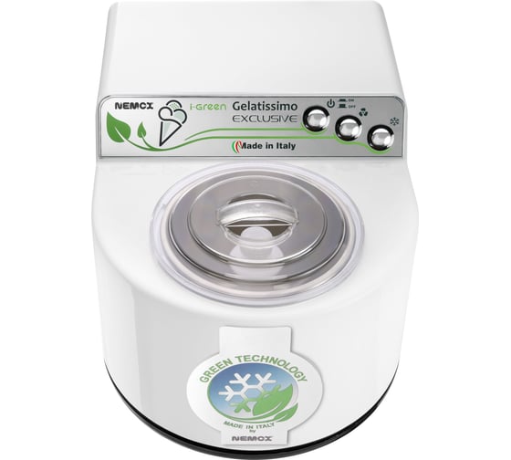 Мороженица с компрессором Nemox GELATISSIMO Excl igreen корпус пластик, цвет белый, газ R290a, чаша нержавеющая сталь, объем 1.7 л 220-240V50-60Hz140W 003A610250R01 1