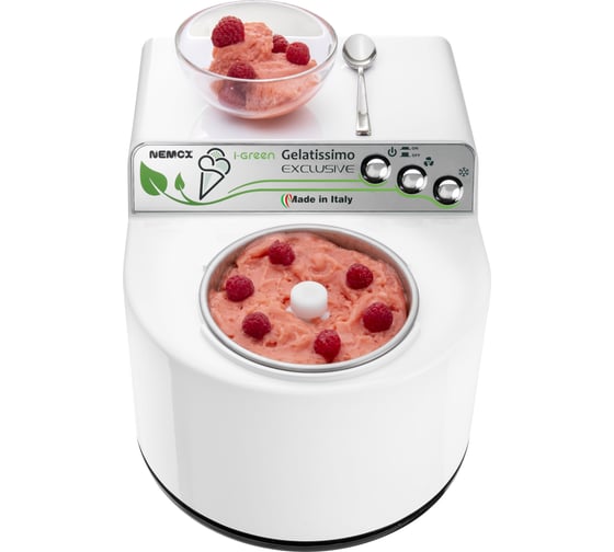 Мороженица с компрессором Nemox GELATISSIMO Excl igreen корпус пластик, цвет белый, газ R290a, чаша нержавеющая сталь, объем 1.7 л 220-240V50-60Hz140W 003A610250R01