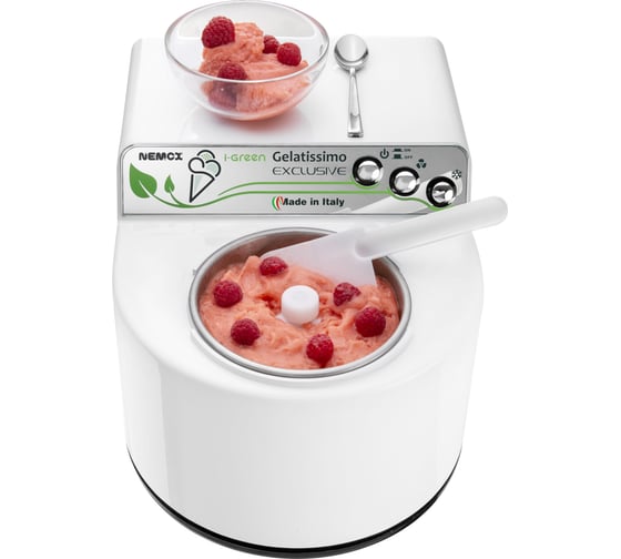 Мороженица с компрессором Nemox GELATISSIMO Excl igreen корпус пластик, цвет белый, газ R290a, чаша нержавеющая сталь, объем 1.7 л 220-240V50-60Hz140W 003A610250R01