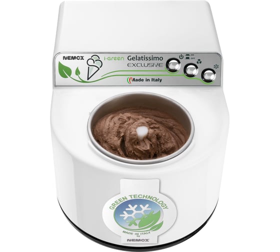 Мороженица с компрессором Nemox GELATISSIMO Excl igreen корпус пластик, цвет белый, газ R290a, чаша нержавеющая сталь, объем 1.7 л 220-240V50-60Hz140W 003A610250R01