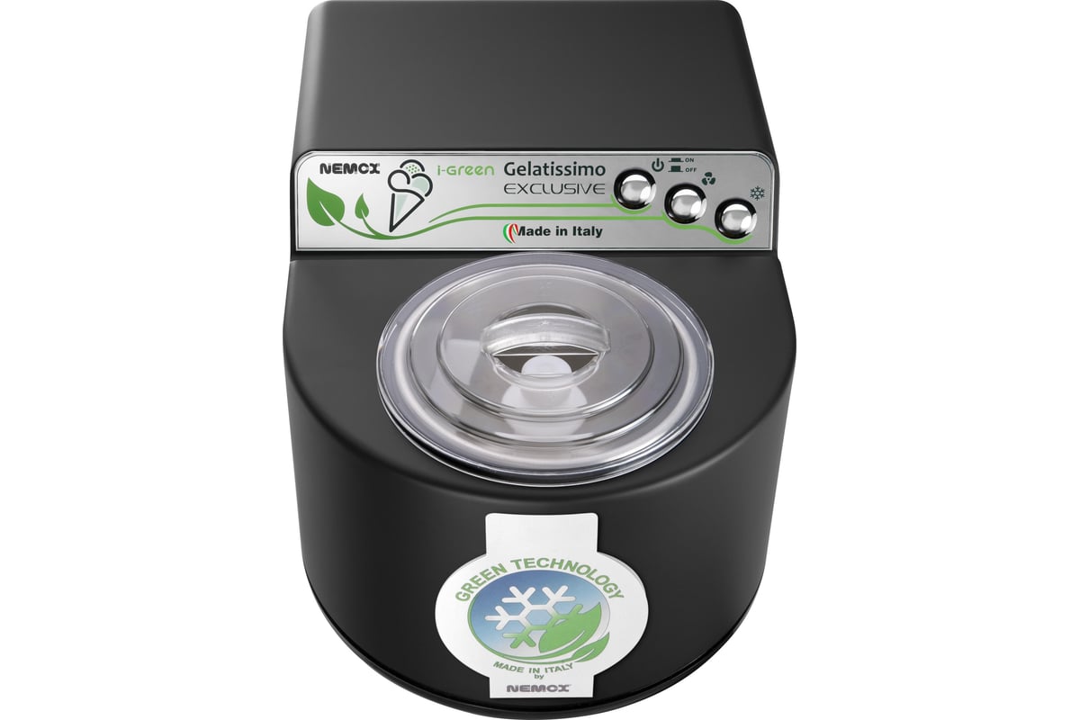 Мороженица с компрессором Nemox GELATISSIMO Exclusive i-green корпус  пластик, цвет черный, газ R290a, чаша нержавеющая сталь, объем 1.7, 240 V,  50-60 Hz, 140 W 003A610260R00 - выгодная цена, отзывы, характеристики, фото  -