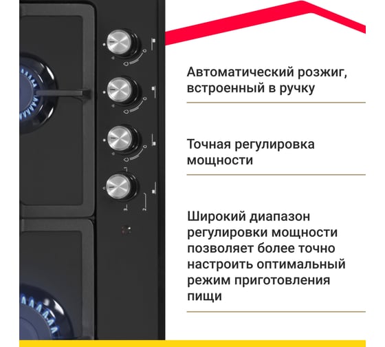 Комбинированная варочная поверхность SImfer газ-контроль, чугуная решетка H60V31B516