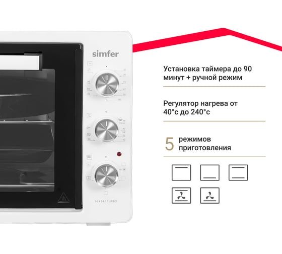Мини-печь SImfer albeni plus, 5 режимов работы, конвекция M4242
