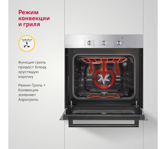 Электрический духовой шкаф Simfer 8 режимов работы, конвекция, гриль B6EM19071