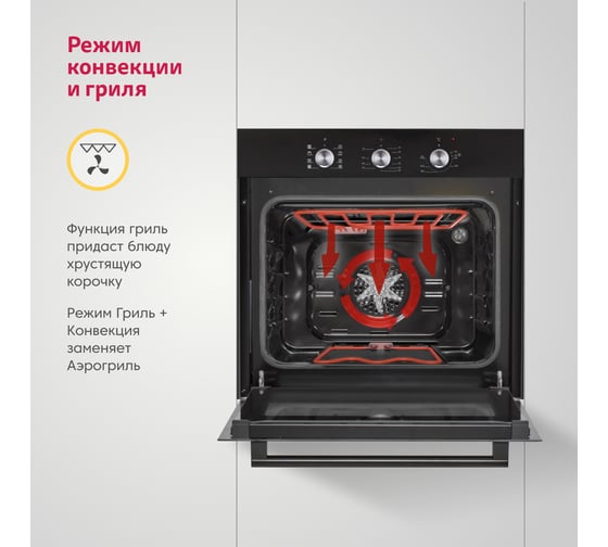 Электрический духовой шкаф SImfer 9 режимов работы, конвекция, гриль B6EB19071