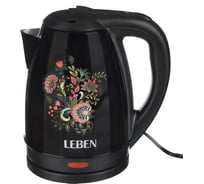 Электрический чайник LEBEN 1.8 л, 1500 Вт, нержавеющая сталь, рисунок цветы 291-057