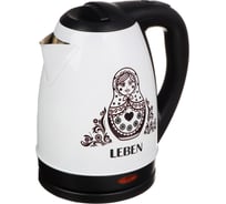 Электрический чайник LEBEN 1.8 л, 1500 Вт, нержавеющая сталь, терморисунок матрешка 291-058