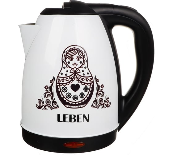 Электрический чайник LEBEN 1.8 л, 1500 Вт, нержавеющая сталь, терморисунок матрешка 291-058