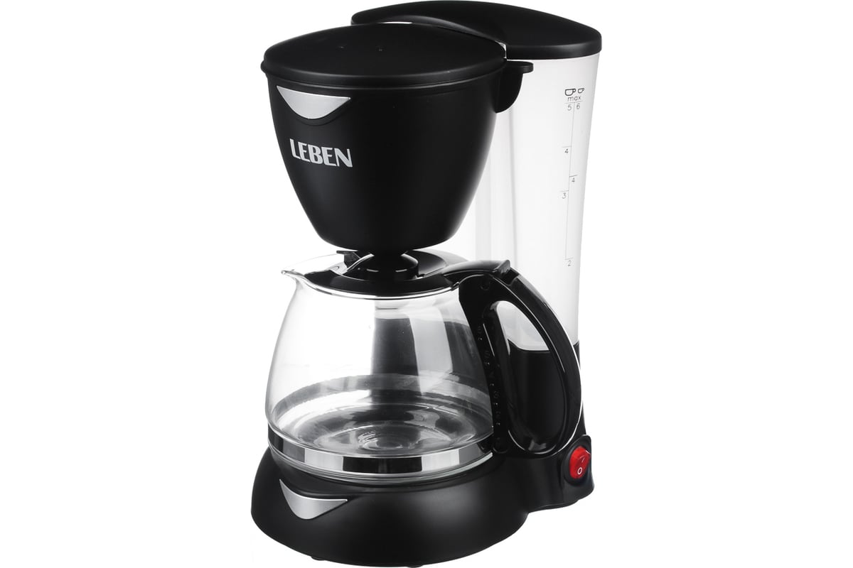 Капельная кофеварка LEBEN 550 Вт, стеклянная колба 0,6 л 286-024 ...