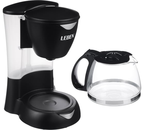 Капельная кофеварка LEBEN 550 Вт, стеклянная колба 0,6 л 286-024