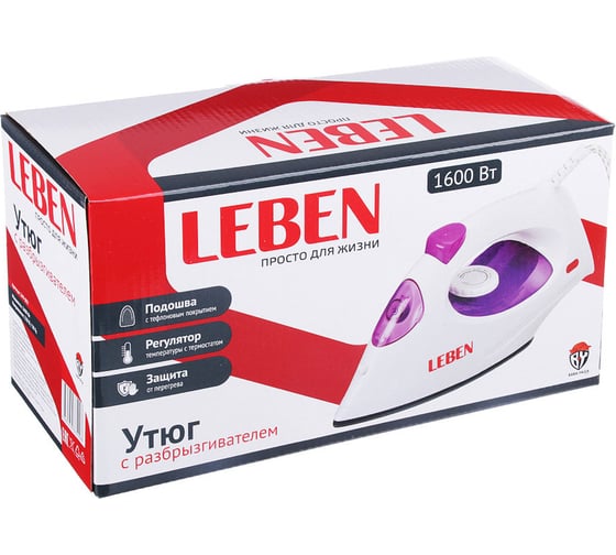 Утюг LEBEN с разбрызгивателем 1600 Вт подошва тефлон 249-002