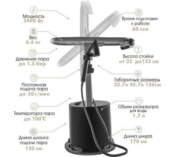 Отпариватель для одежды ENDEVER Odyssey Q-12 черный, мощность 2400 Вт 90311