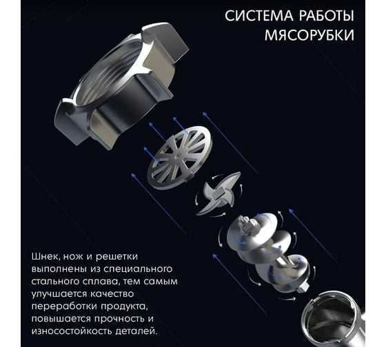 Электрическая мясорубка с насадками для колбас, сосисок, кеббе DAUKEN 3 диска для фарша, с металлическим редуктором fw3040 PR000020