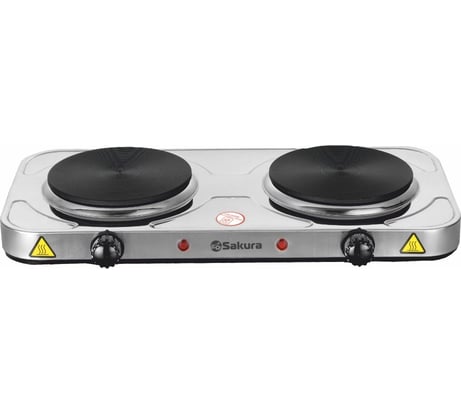 Электрическая плитка Sakura ПЭ-04Н 2000 Вт, 154/154 мм, 2 конфорки/диск, нержавеющая сталь РТ-00069383