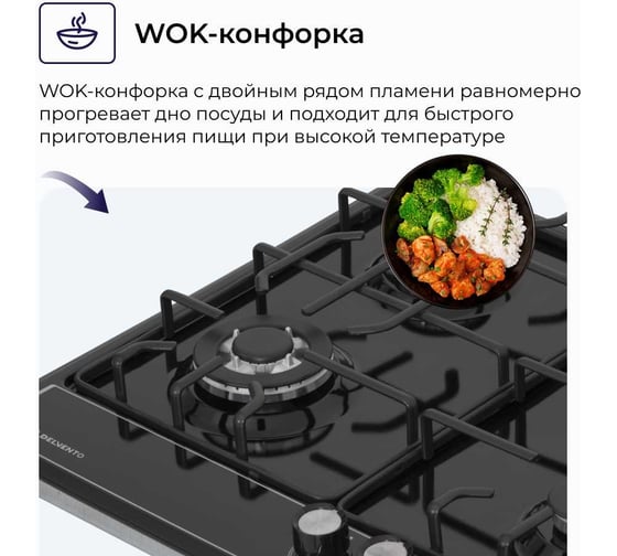 Металлическая газовая варочная панель Delvento grata 60 см V60V41B001