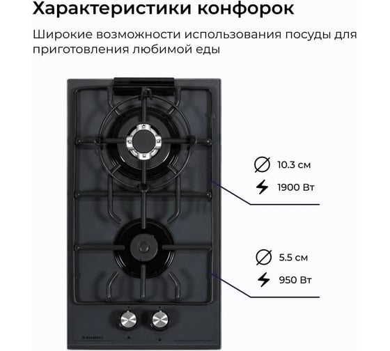 Газовая варочная панель Delvento газ на стекле lucido 30 см V30H20G001