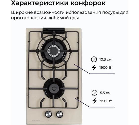 Газовая варочная панель Delvento газ на стекле lucido 30 см V30H20J001