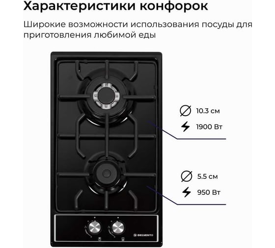 Металлическая газовая варочная панель Delvento grata 30 см V30V20B001