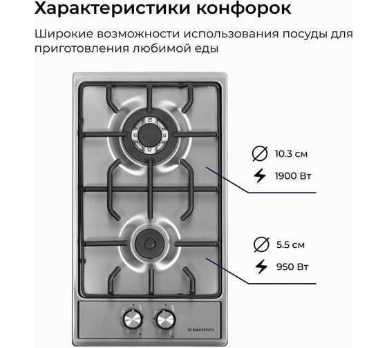 Металлическая газовая варочная панель Delvento grata 30 см V30V20M001