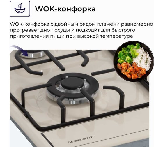 Металлическая газовая варочная панель Delvento grata 60 см V60V41R001