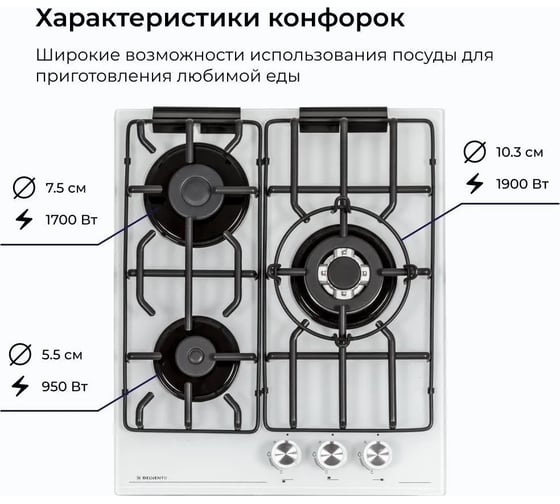 Газовая варочная панель Delvento газ на стекле lucido 45 см V45H35C001