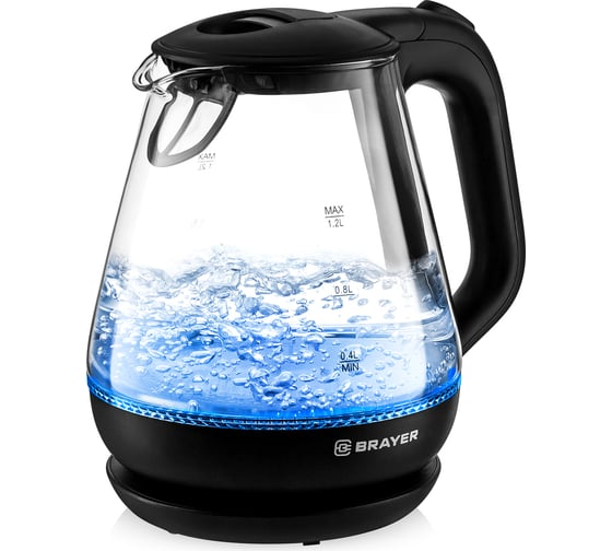 Электрический чайник BRAYER 1063BR-BK 1630 Вт 1,2 л стеклянный корпус термометр BR1063BK