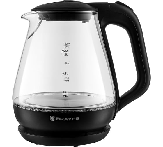 Электрический чайник BRAYER 1063BR-BK 1630 Вт 1,2 л стеклянный корпус термометр BR1063BK
