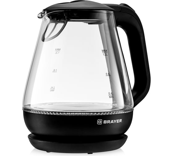 Электрический чайник BRAYER 1063BR-BK 1630 Вт 1,2 л стеклянный корпус термометр BR1063BK