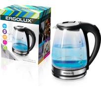 Стеклянный чайник Ergolux ELX-KG07-C72 черный, нержавеющая сталь, 2.0 л, 220-240В, 1700 Вт 15074