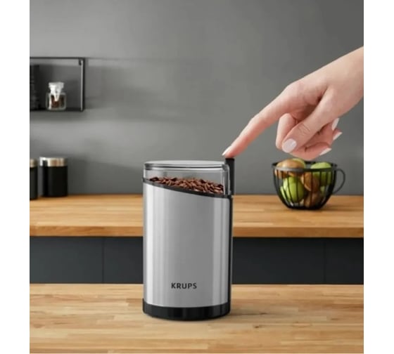 Кофемолка KRUPS GX204D10 200 Вт система помола ротационный нож, вместимость 85 г серебристый/черный 1809771