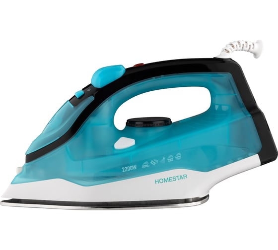 Утюг Homestar hs-4011 бирюзовый 2200 Вт, пар, подошва нержавеющая сталь, антинакипь, капля стоп 105380