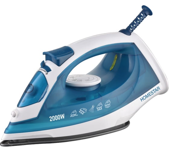 Утюг Homestar hs-4010 бело-синий 2000 Вт, пар, тефлоновая подошва, антинакипь 105378