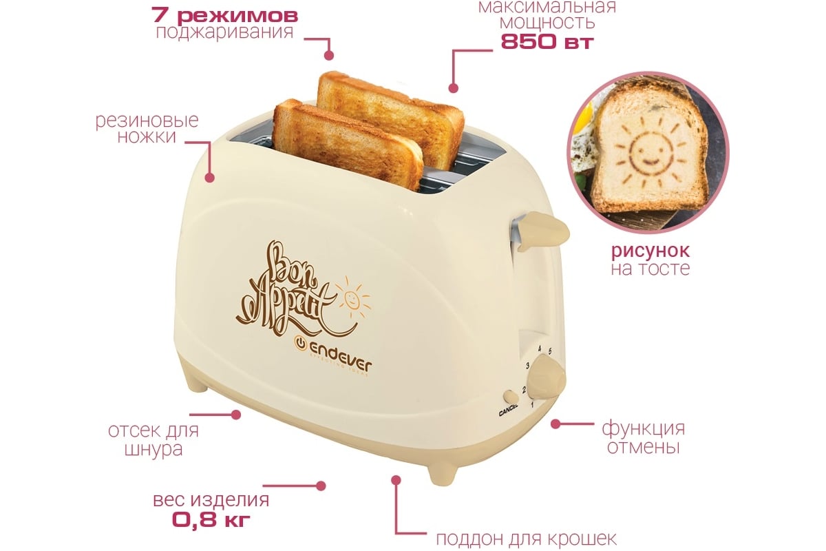 Тостер ENDEVER Skyline ST-107 80549 - выгодная цена, отзывы ...