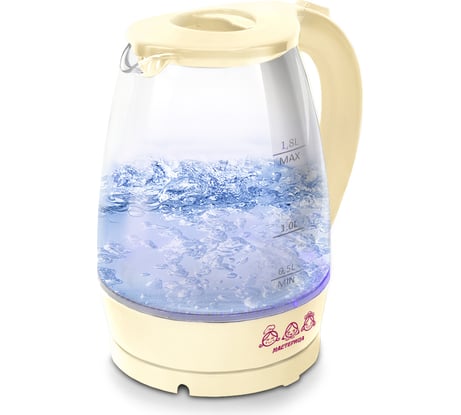 Электрический чайник Мастерица ЕК-1801G, ваниль, 1,8л, стекло, 1850 Вт 00-00016333