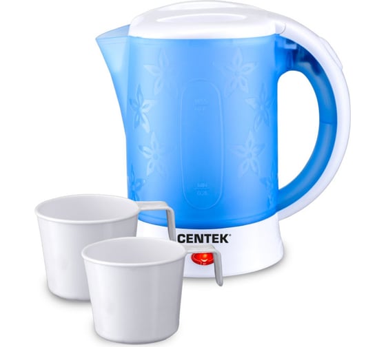 Дорожный чайник Centek бело-синий, 600 мл, 600 Вт CT-0054 Blue