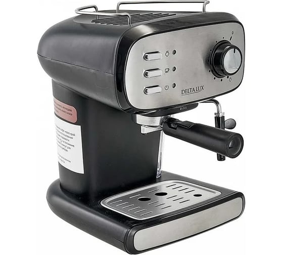Рожковая кофеварка Delta LUX DE-2004 черный, 850 Вт, объем 1,2 л, 15 бар 2 Р1-00009091